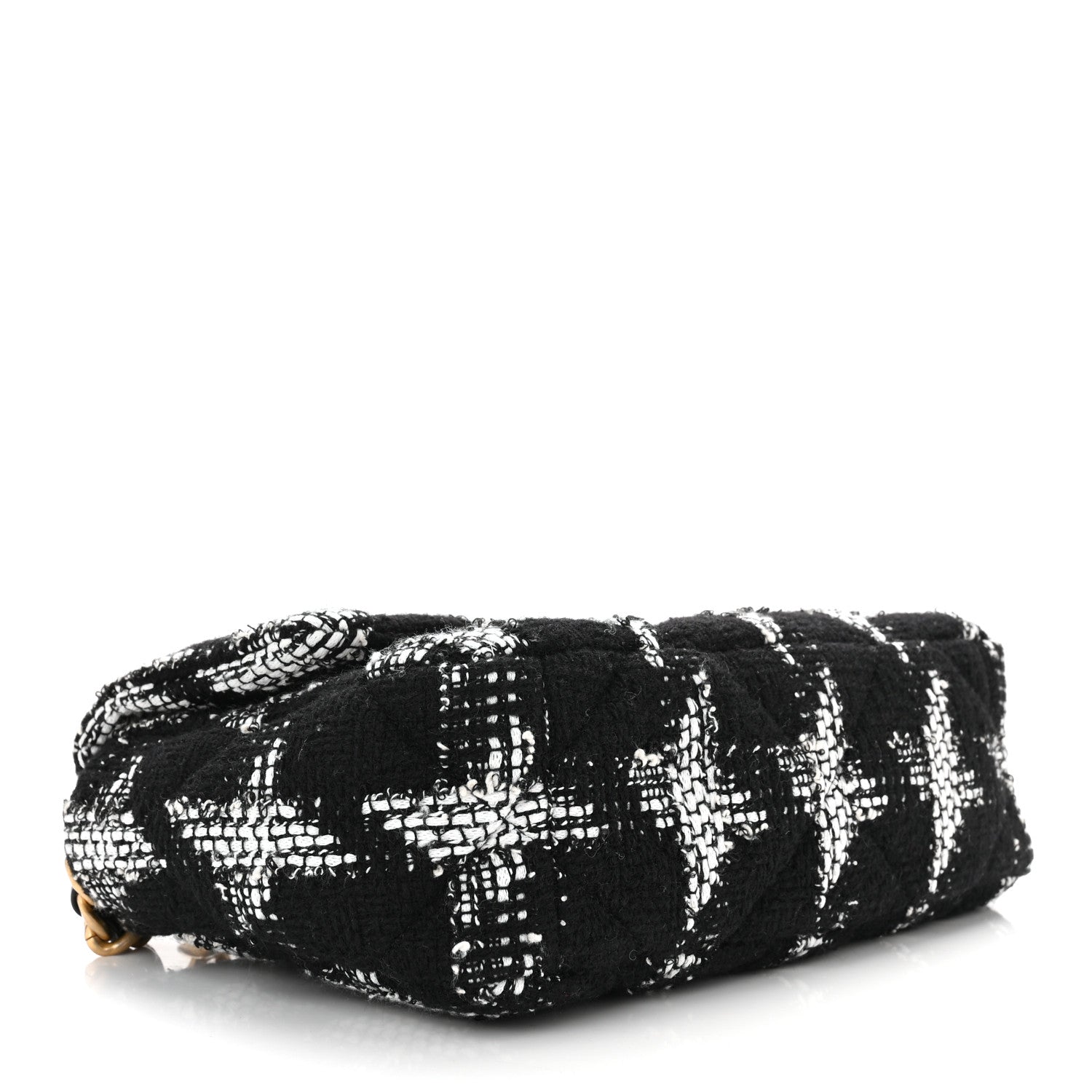 Chanel Tweed Houndstooth Quilted Medium Chanel 19 Flap Black White 4 of 10