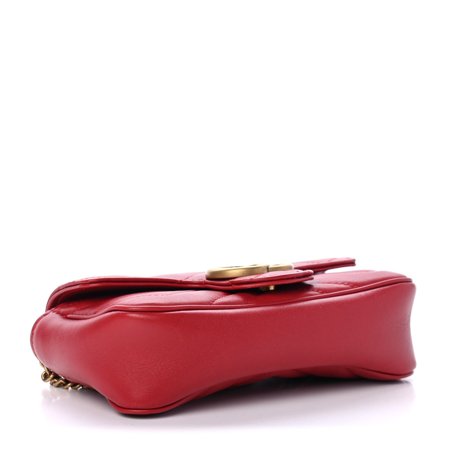 Calfskin Matelasse Super Mini GG Marmont Shoulder Bag Hibiscus Red