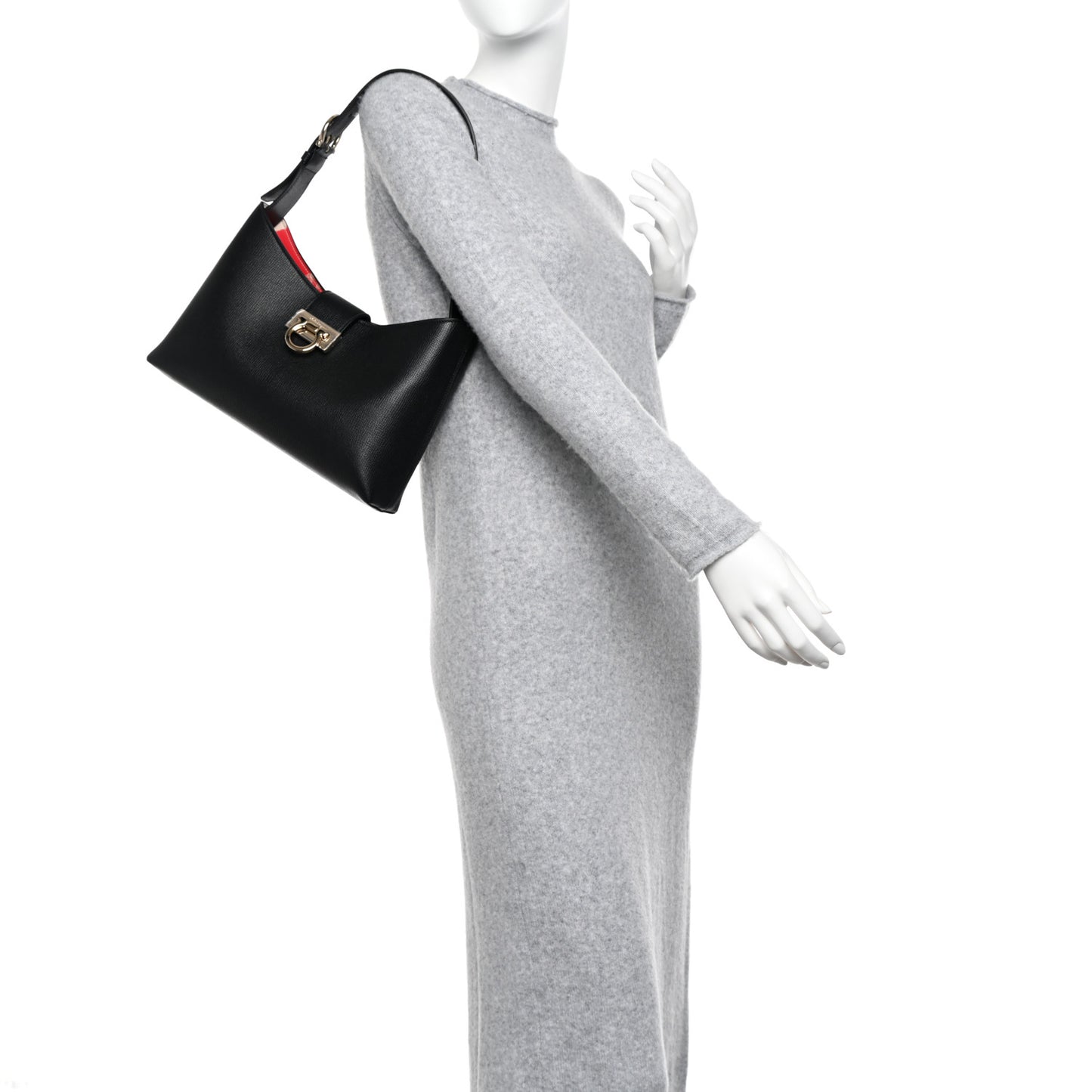 Calfskin Trifolio Shoulder Bag Black