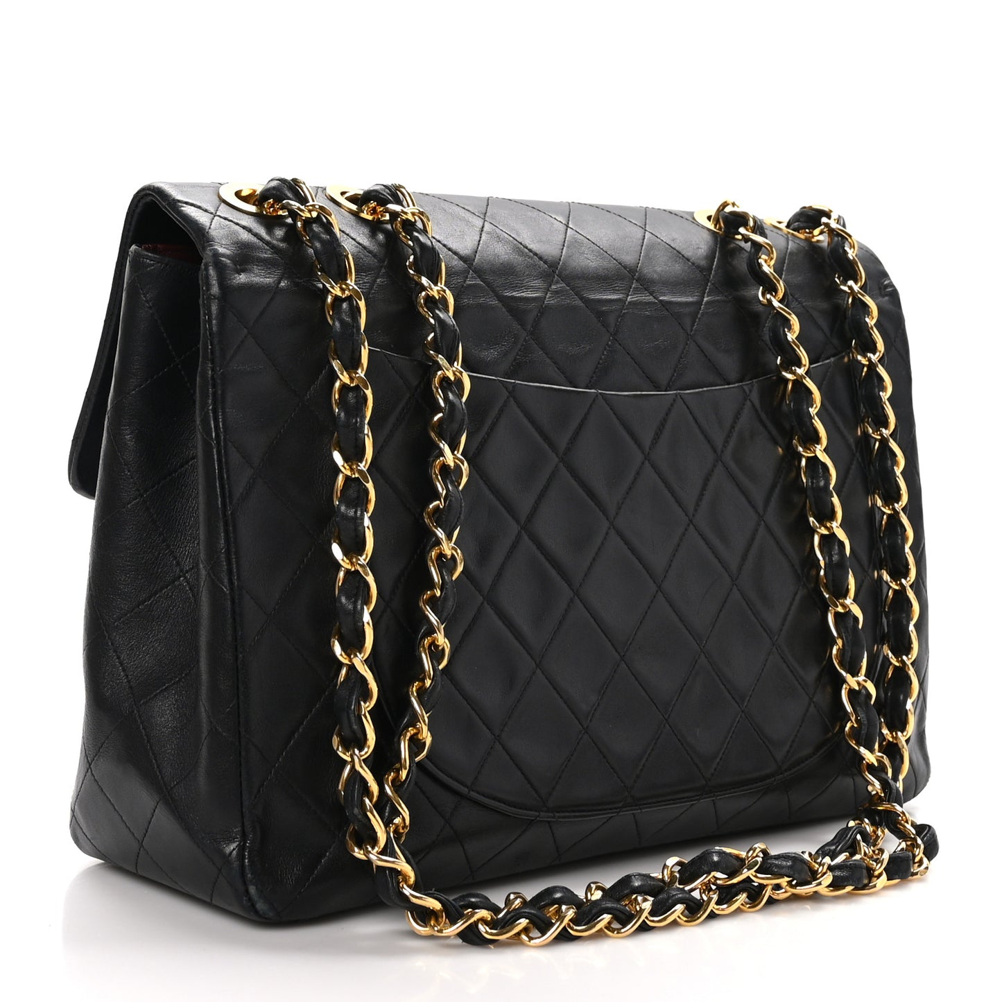 Lambskin Quilted XL Jumbo Single Flap Black