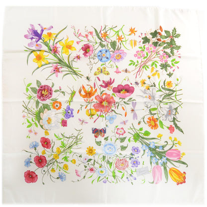 Gucci Silk Twill Flora Square Scarf White 1 of 7