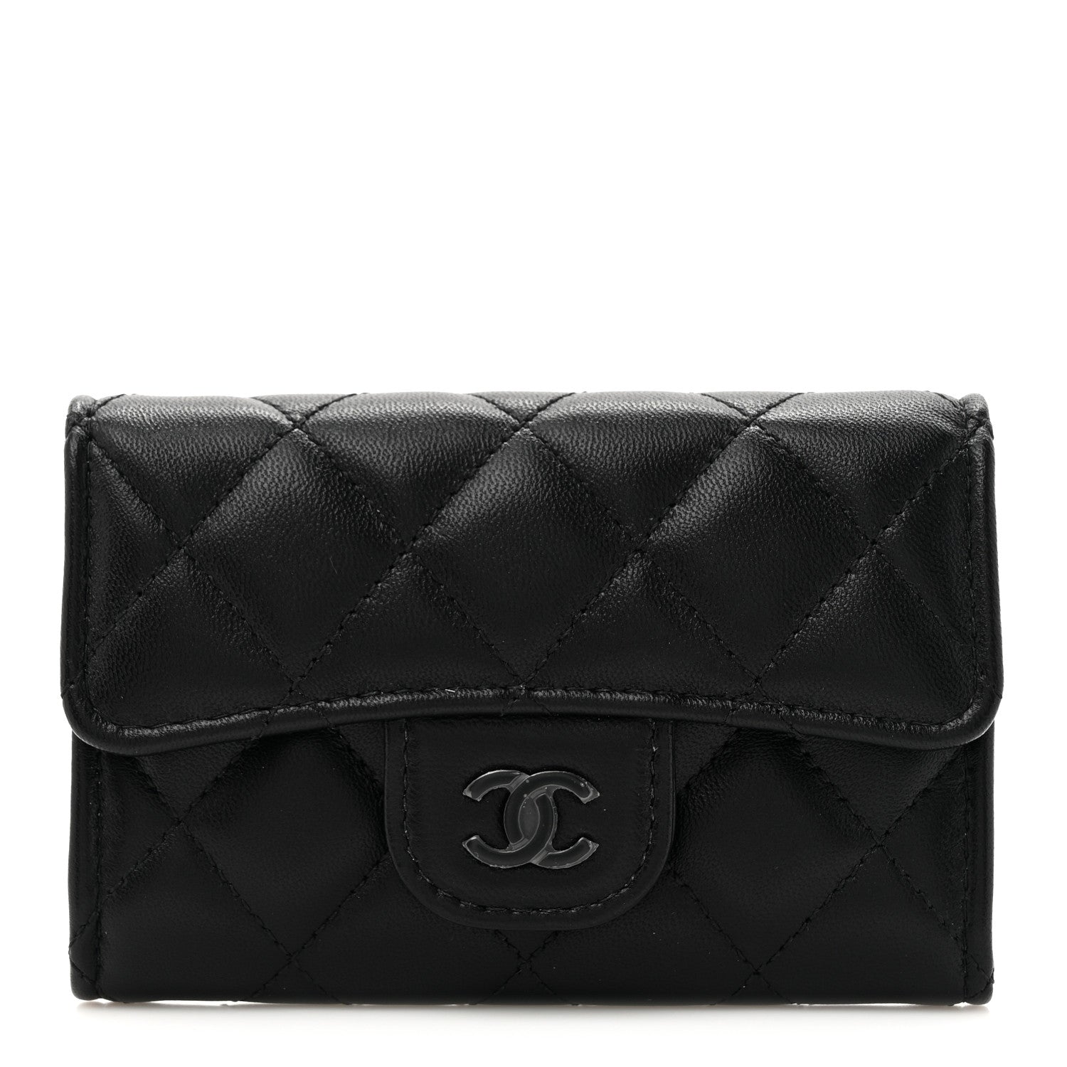 Chanel Lambskin Quilted Flap Card Holder Wallet So Black 1 of 8