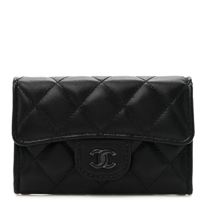 Chanel Lambskin Quilted Flap Card Holder Wallet So Black 1 of 8