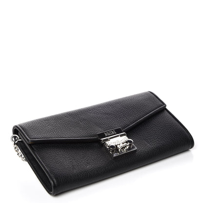 MCM Calfskin Large Patricia Wallet On Chain Black 4 of 10