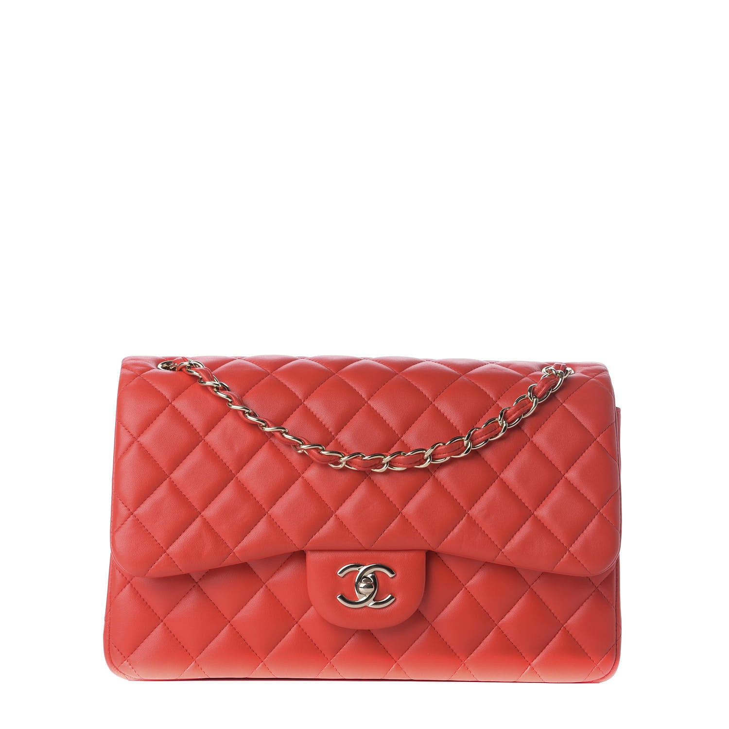 Chanel Lambskin Quilted Jumbo Double Flap Red 1 of 10