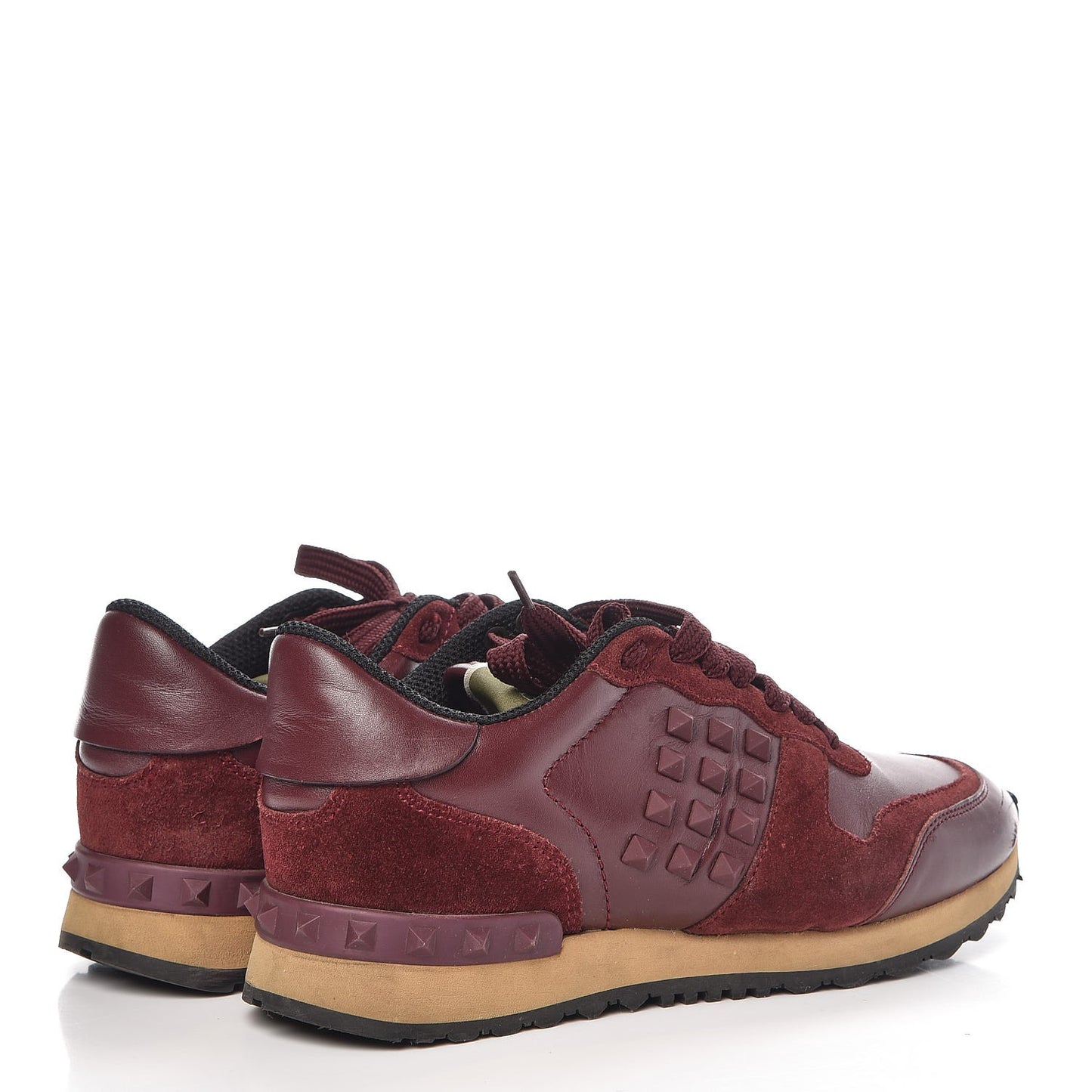 Calfskin Suede Rockstud Sneakers 36.5 Rubin