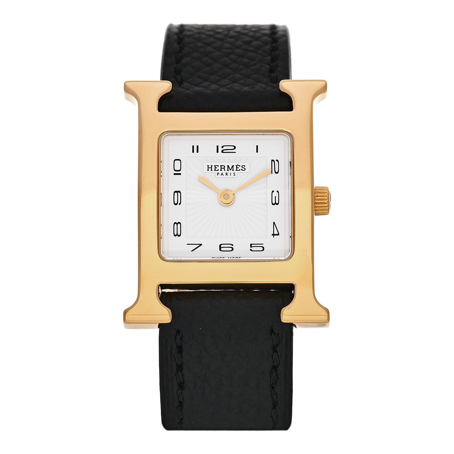 Hermes Stainless Steel Epsom 21mm Heure H Hour Quartz Watch Noir 1 of 5