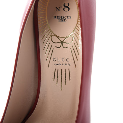 Gucci Nappa Bow High Heel Pumps 38.5 Hibiscus Red 7 of 10