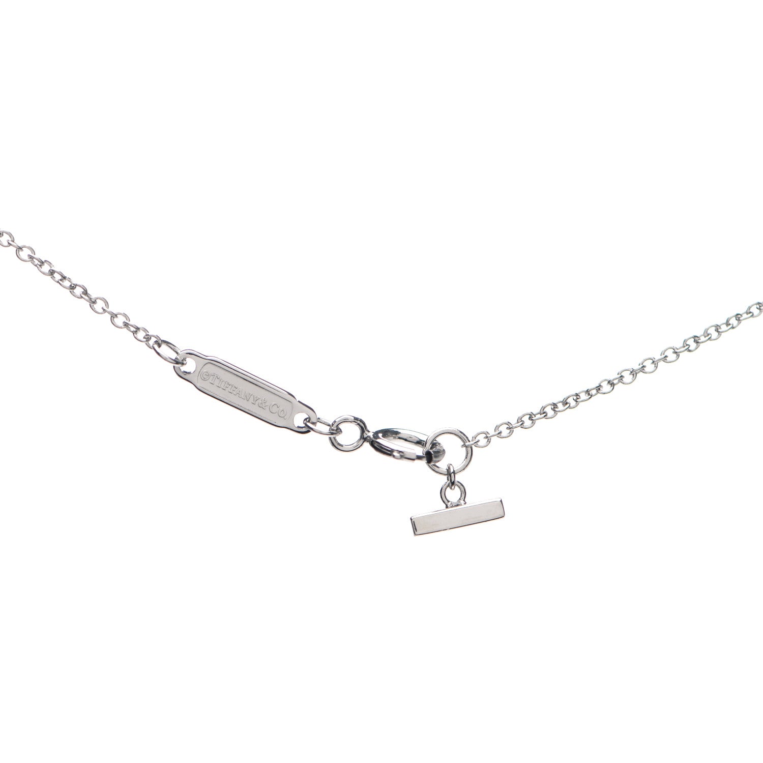 Tiffany 18K White Gold Blue Sapphire Wave Pendant Necklace 4 of 5