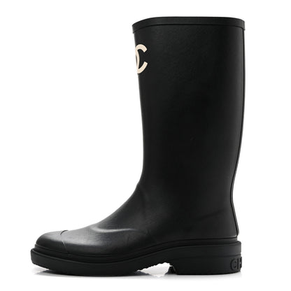 Chanel Caoutchouk CC High Boots 38 Black 1 of 11