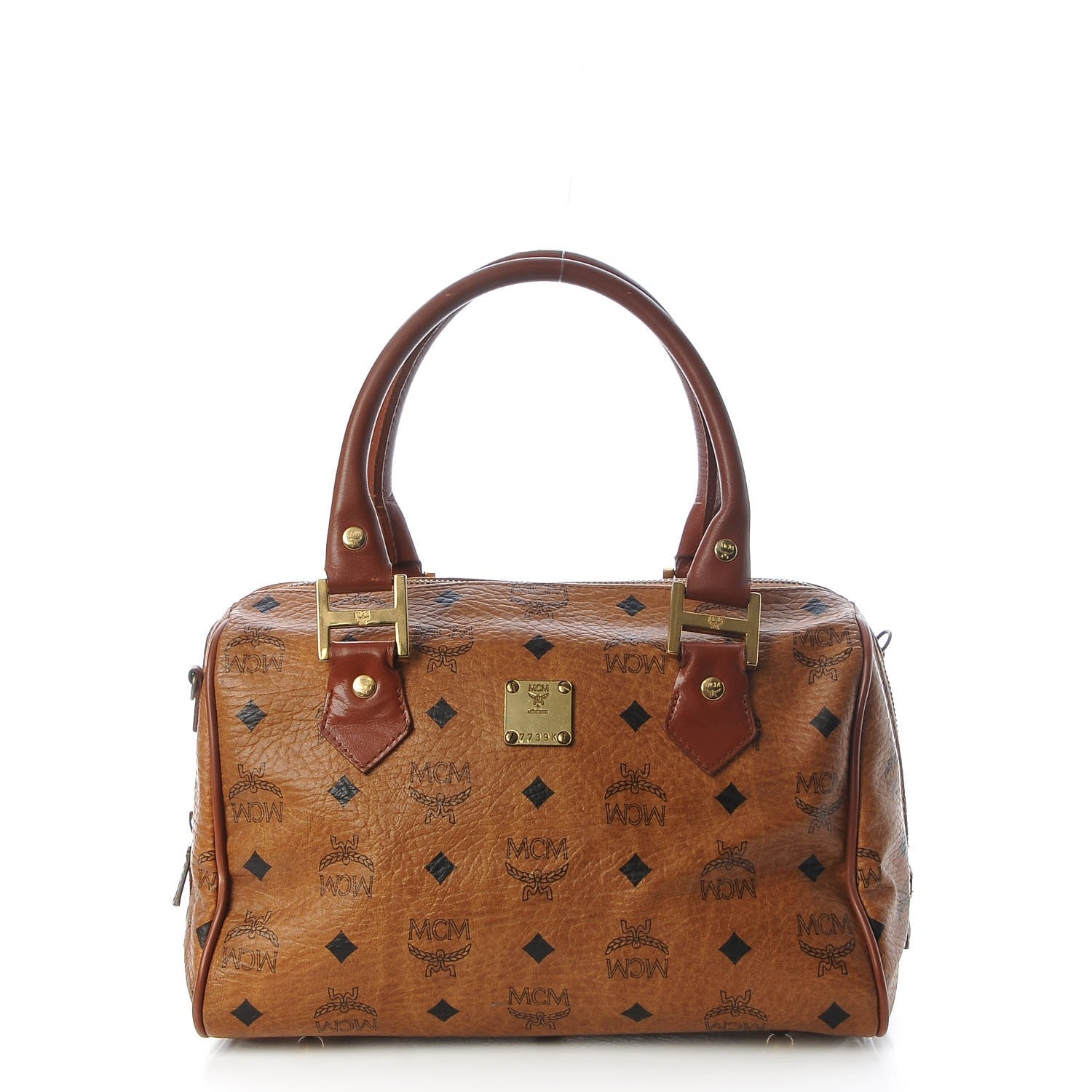 MCM Visetos Boston Bag Cognac 1 of 17
