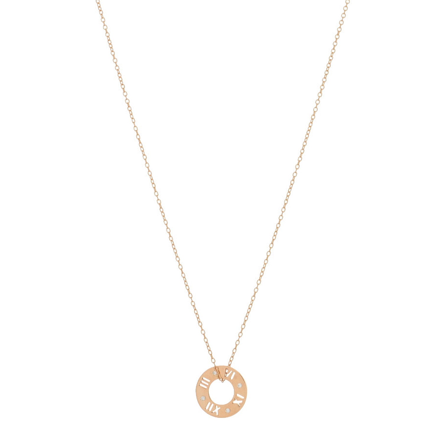 Tiffany 18K Rose Gold Diamond Atlas Pierced Pendant Necklace 1 of 3