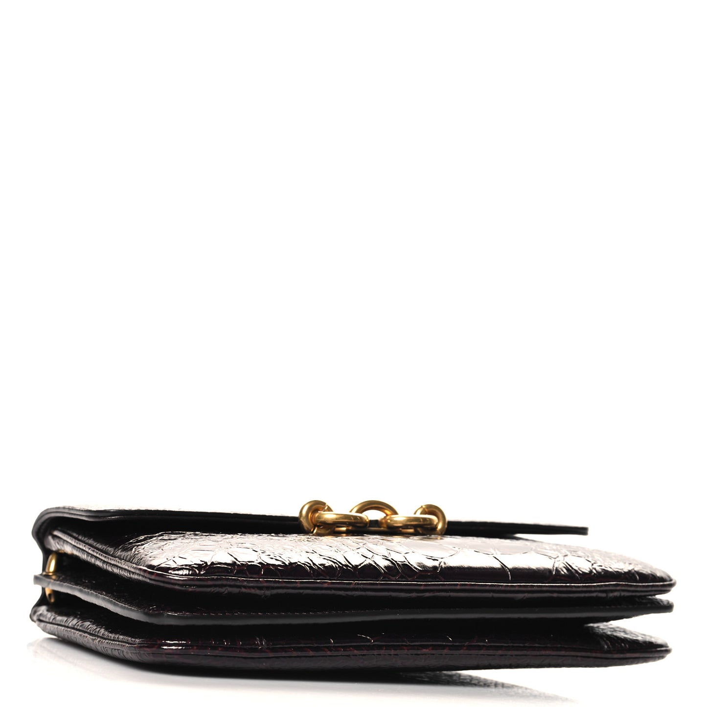 Shiny Crocodile Embossed Calfskin Le Maillon Satchel Coffee