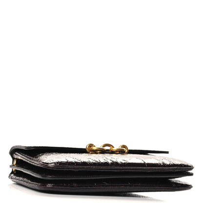 Saint Laurent Shiny Crocodile Embossed Calfskin Le Maillon Satchel Coffee 4 of 12