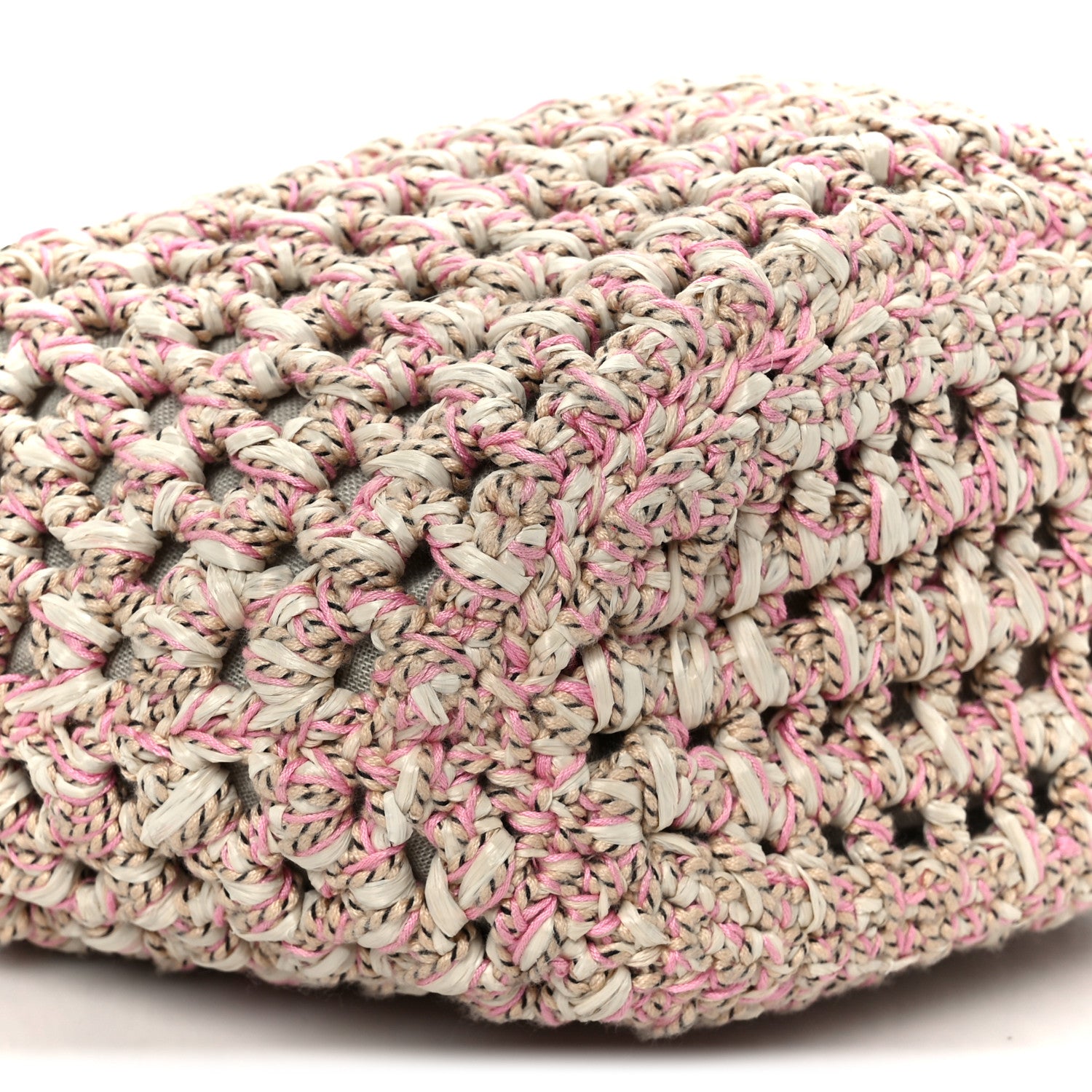 Chanel Mixed Fibers Calfskin Crochet Small Shopping Bag Beige Pink 9 of 11