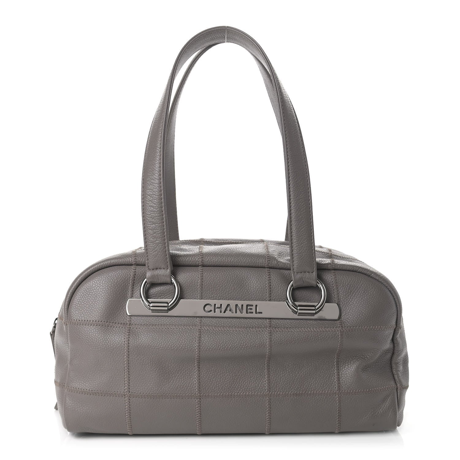 Chanel Caviar Square Stitched Bowler Grey 1 of 10