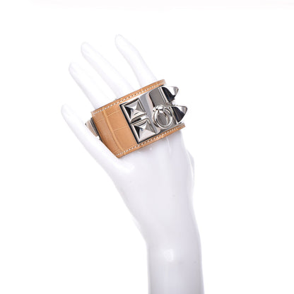 Hermes Matte Alligator Collier de Chien CDC Bracelet S Maize 2 of 6