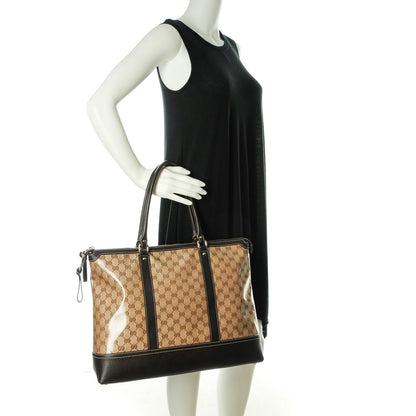 Gucci Crystal Monogram Calfskin Large Business Tote Brown 2 of 7
