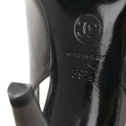 Chanel Lambskin Cap Toe CC Slingback Heels 39.5 Dark Grey Black 7 of 12