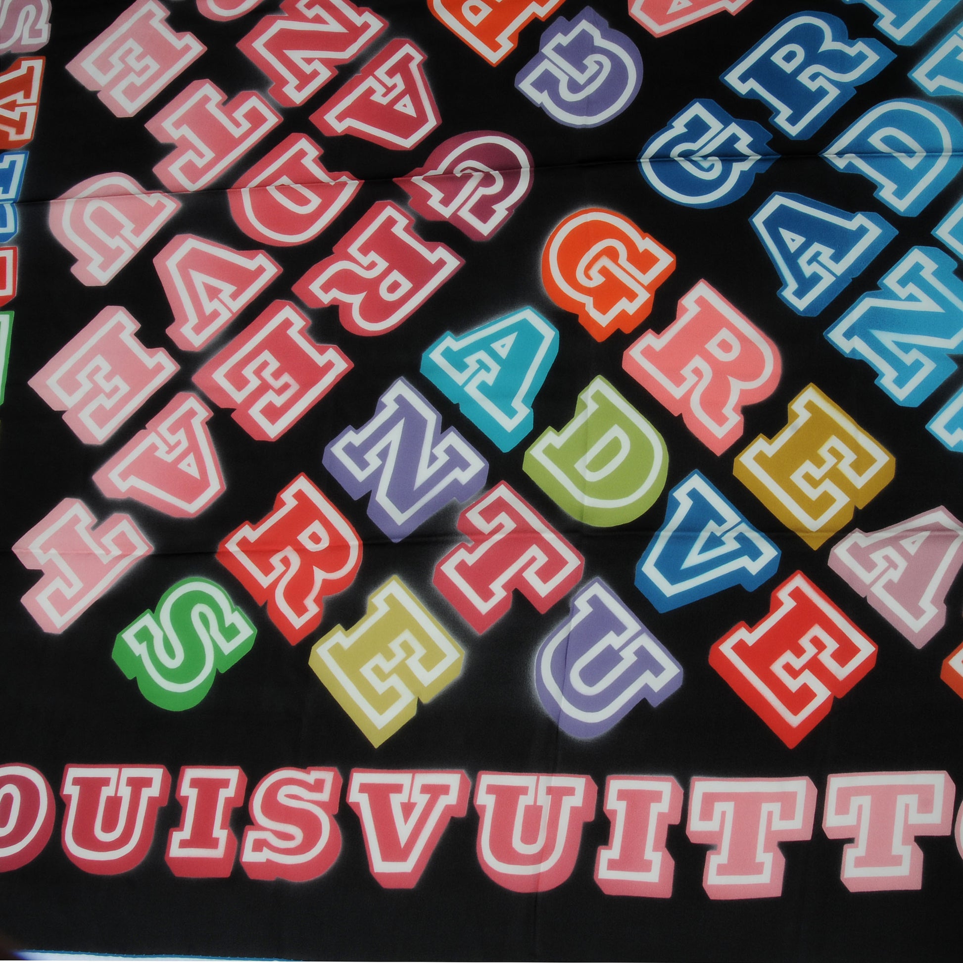 Louis Vuitton Silk Neon Great Adventures Giant Square Scarf Black 1 of 4