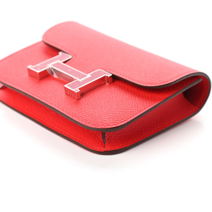 Hermes Epsom Enamel Constance Slim Wallet Rouge de Coeur Rubis 7 of 11