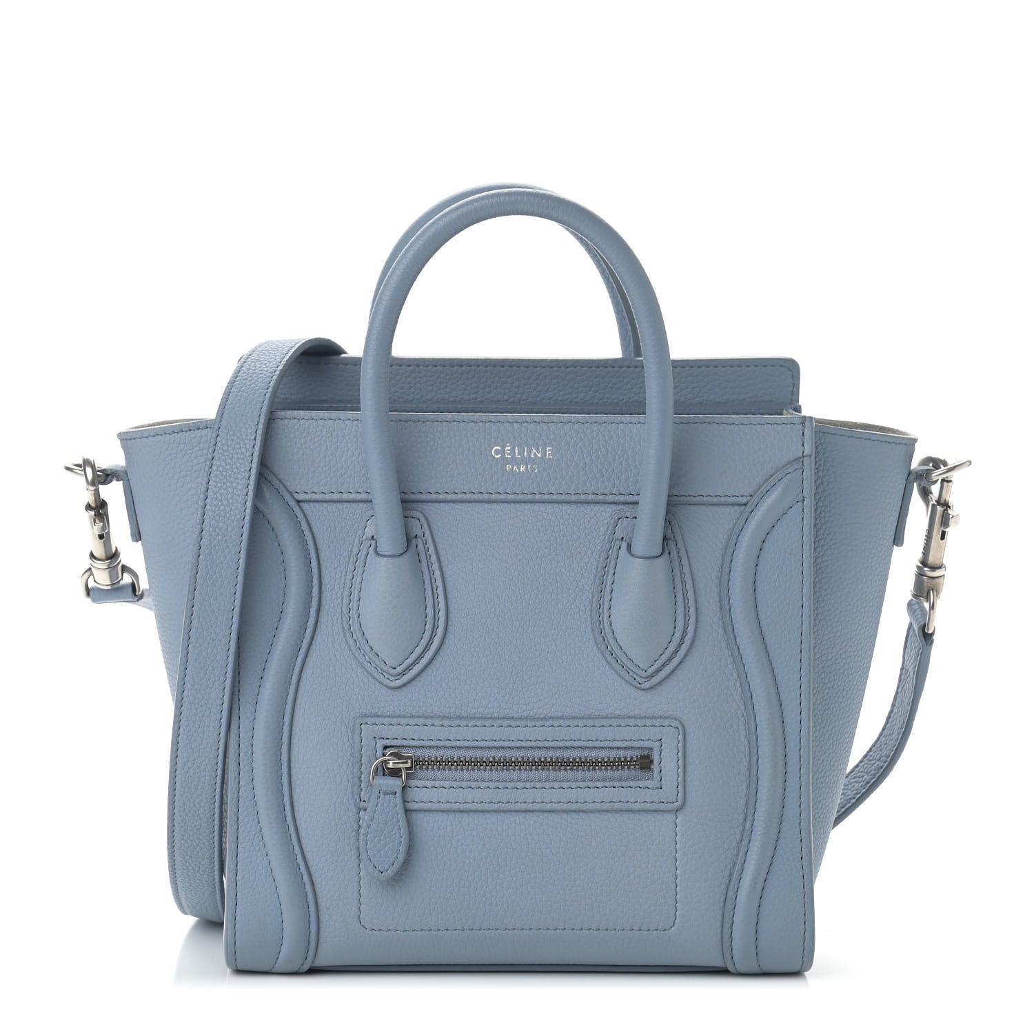 Celine Drummed Calfskin Nano Luggage Blue 1 of 8