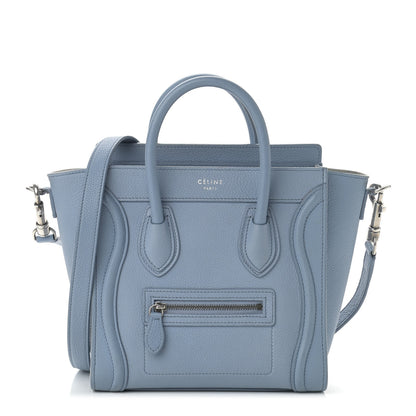 Celine Drummed Calfskin Nano Luggage Blue 1 of 8