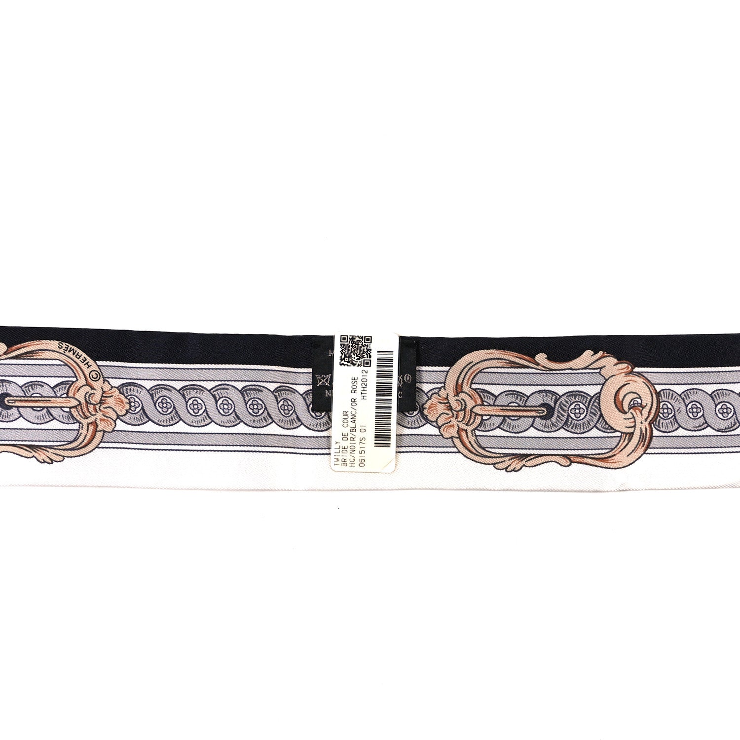 Hermes Silk Bride De Cour Twilly Black White Or Rose 3 of 3