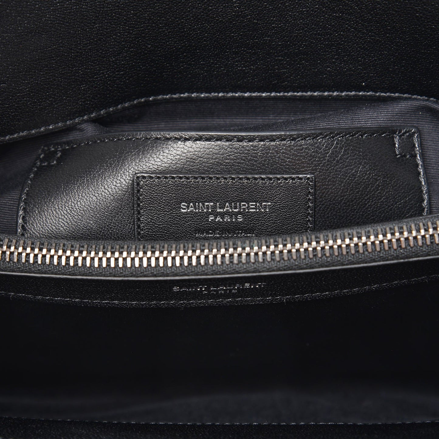 Sheepskin Matelasse Chevron Monogram Large College Satchel Black