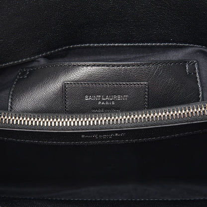 Saint Laurent Sheepskin Matelasse Chevron Monogram Large College Satchel Black 9 of 9