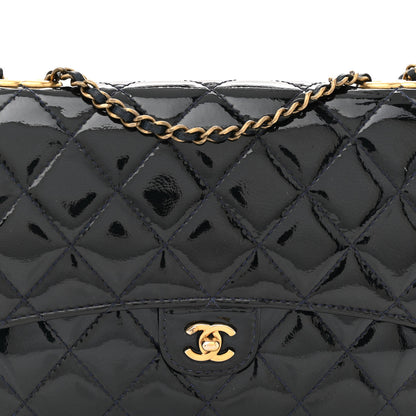 Chanel Patent Goatskin Quilted CC Eyelet Wallet On Chain WOC Blue 8 of 11