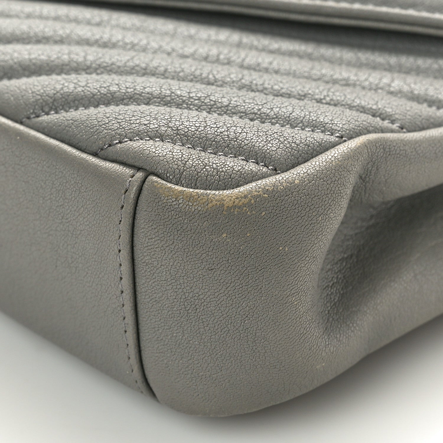 Saint Laurent Sheepskin Matelasse Chevron Monogram Medium College Bag New Stone Grey 11 of 15