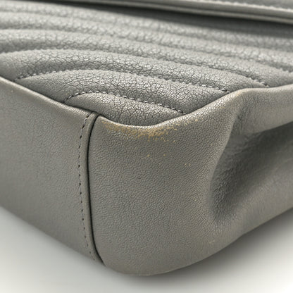 Saint Laurent Sheepskin Matelasse Chevron Monogram Medium College Bag New Stone Grey 11 of 15
