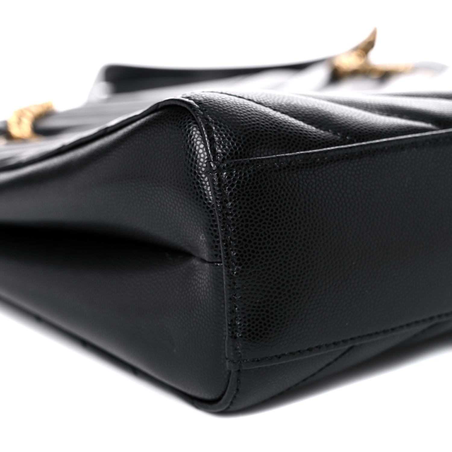 Saint Laurent Grain De Poudre Matelasse Chevron Medium Tribeca Shopping Bag Black 8 of 11
