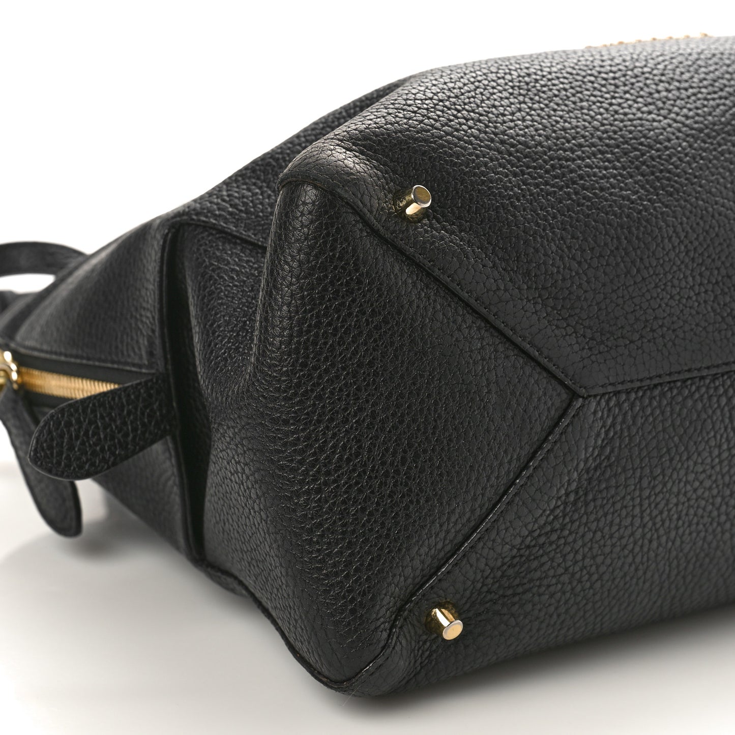 London Grainy Calfskin Medium Greenwood Bowling Bag Black