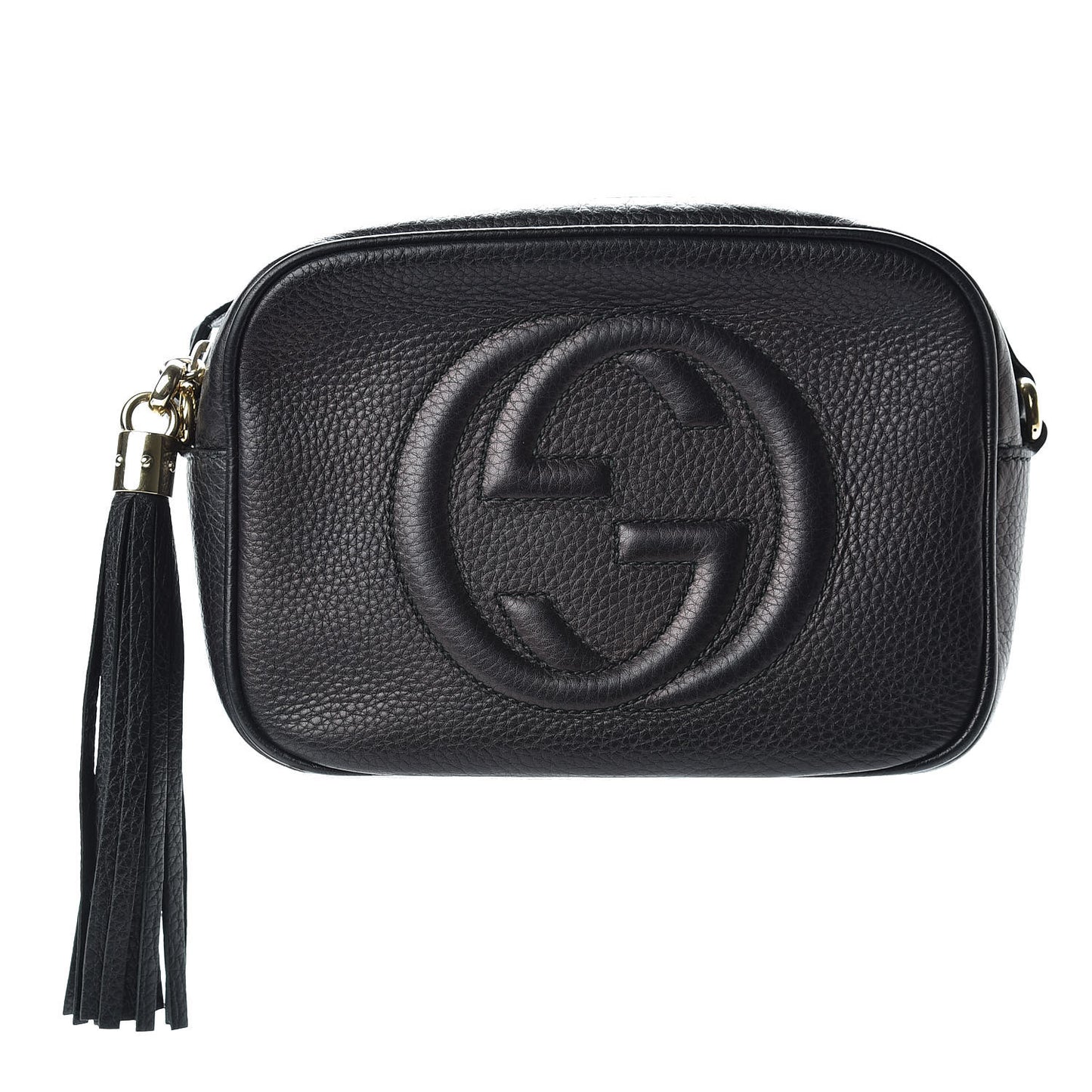 Pebbled Calfskin Small Soho Disco Bag Black