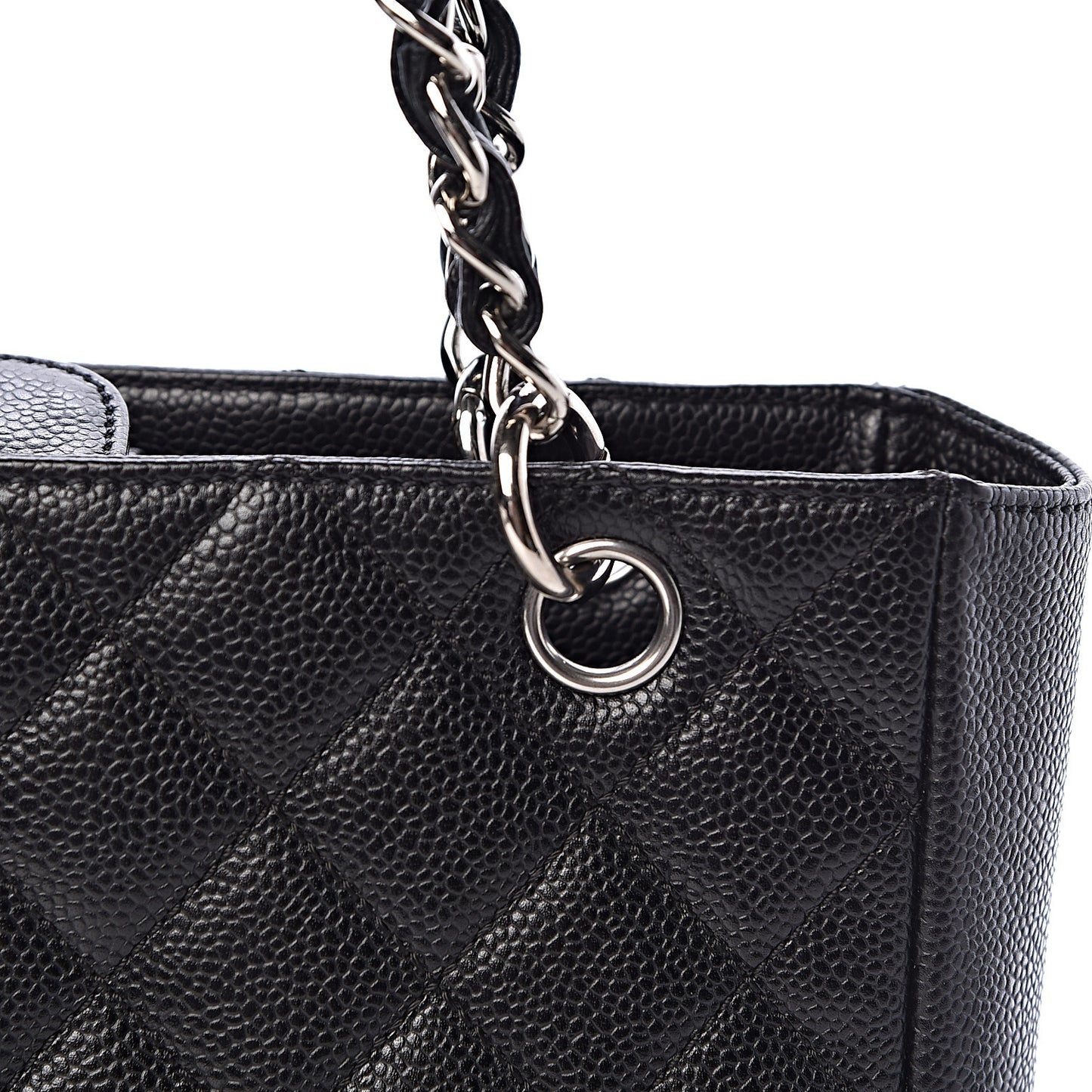 Caviar Quilted Petit Shopping Tote PST Black