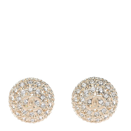 Chanel Crystal Perforated CC Round Earrings Gold 1 of 5