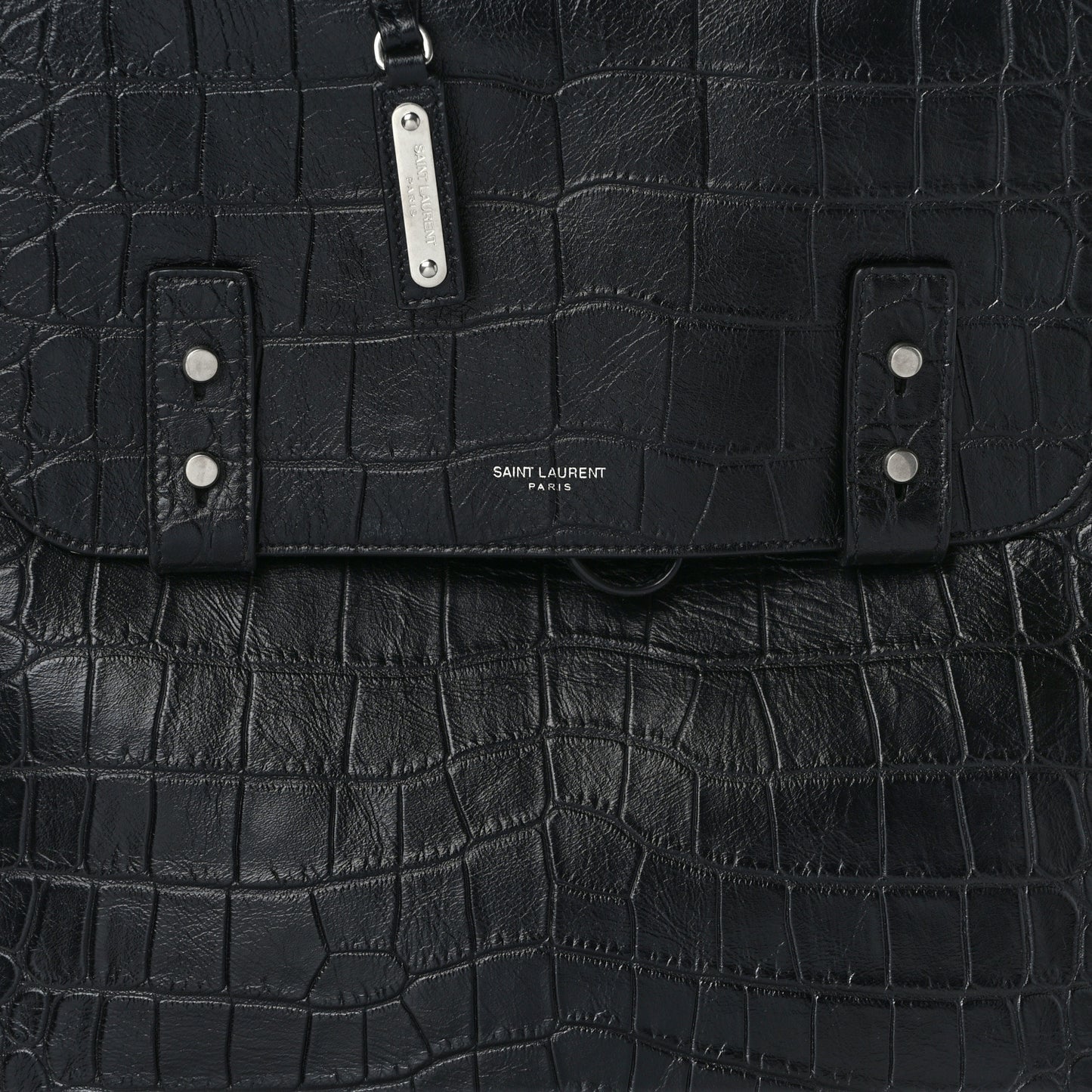 Calfskin Crocodile Embossed Sac De Jour Backpack Black
