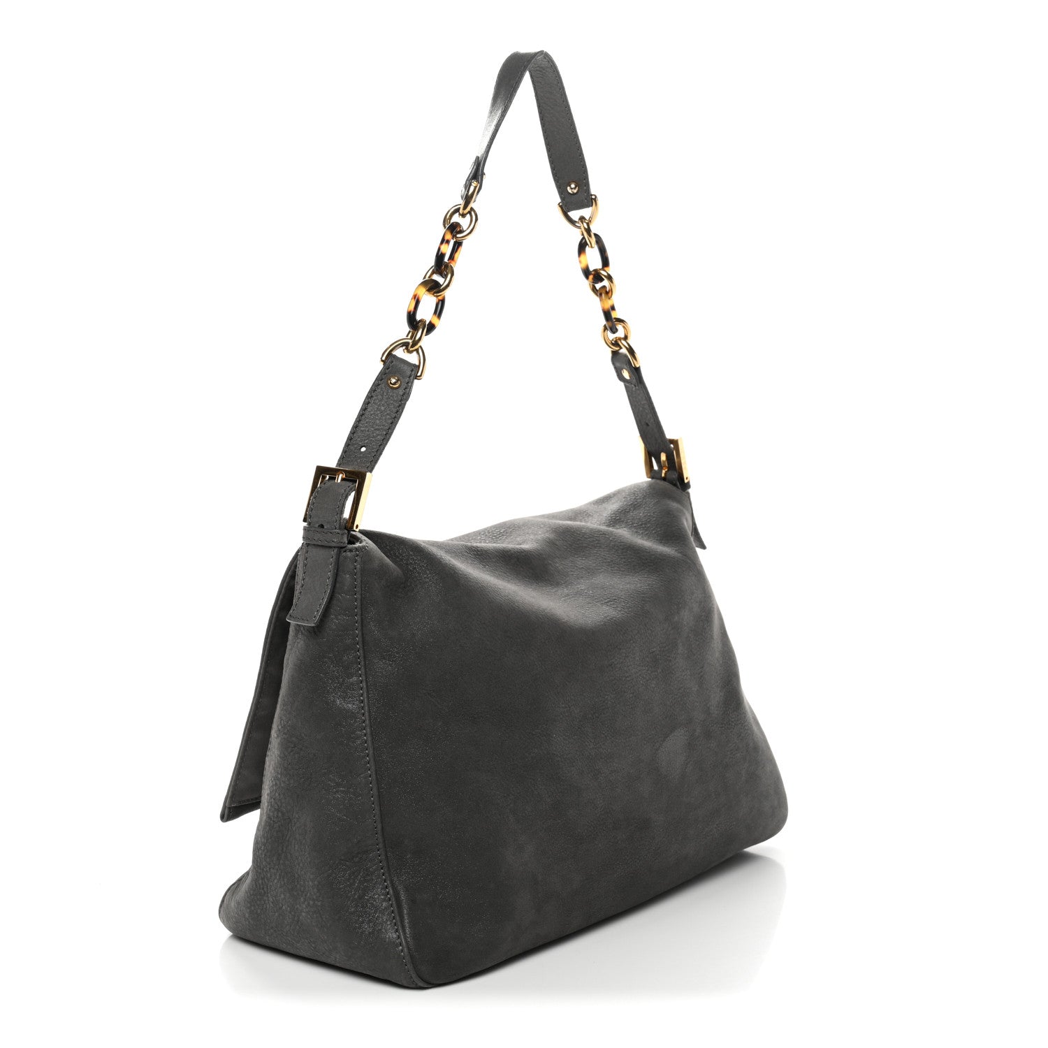 Fendi Vitello Savana Big Mama Baguette Grigio Tartaruga Natural 3 of 13