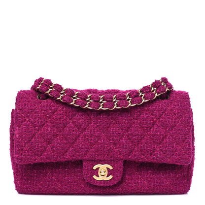 Chanel Tweed Quilted Double Flap Fuchsia 1 of 11