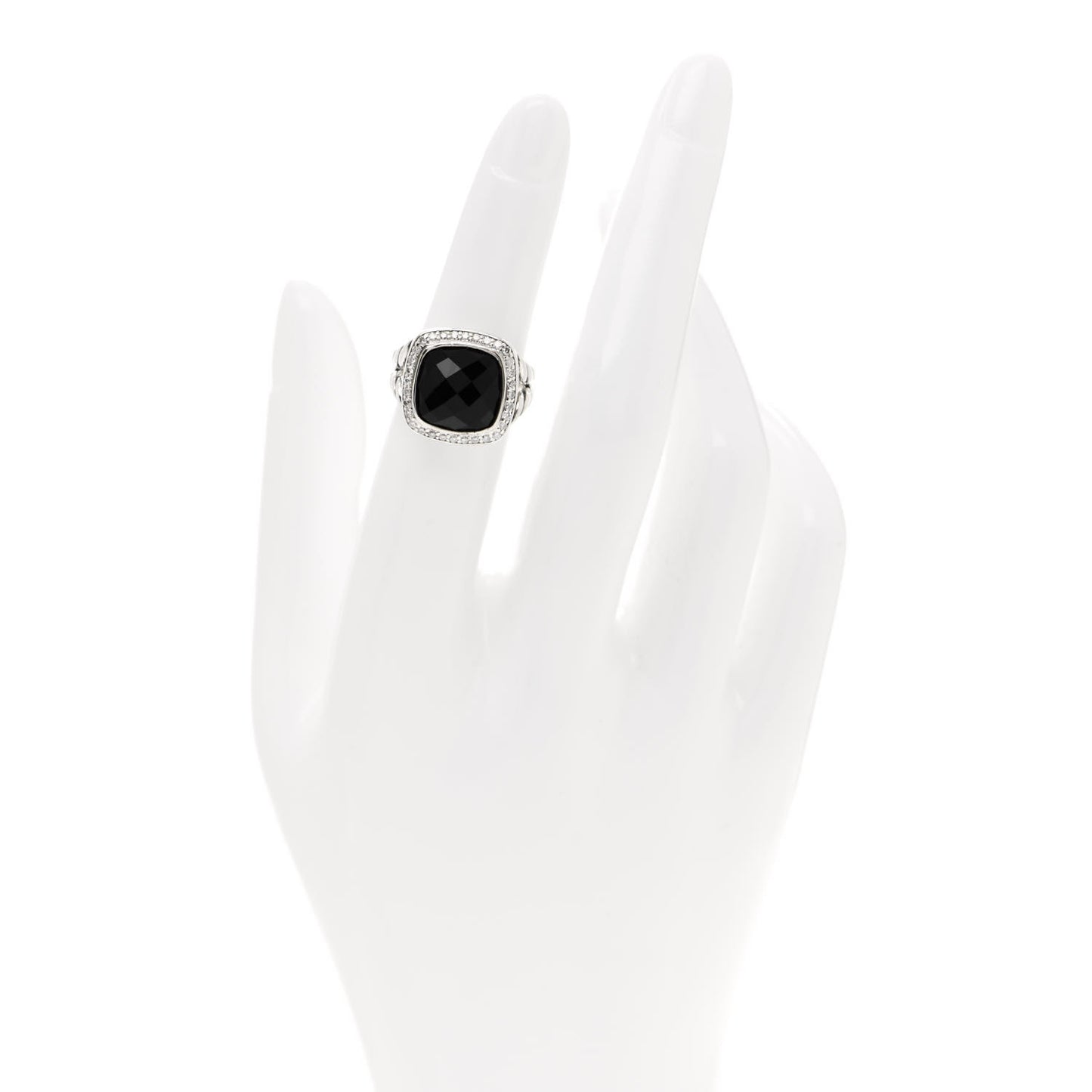 Sterling Silver Diamond Black Onyx 11mm Albion Ring 48 4.5