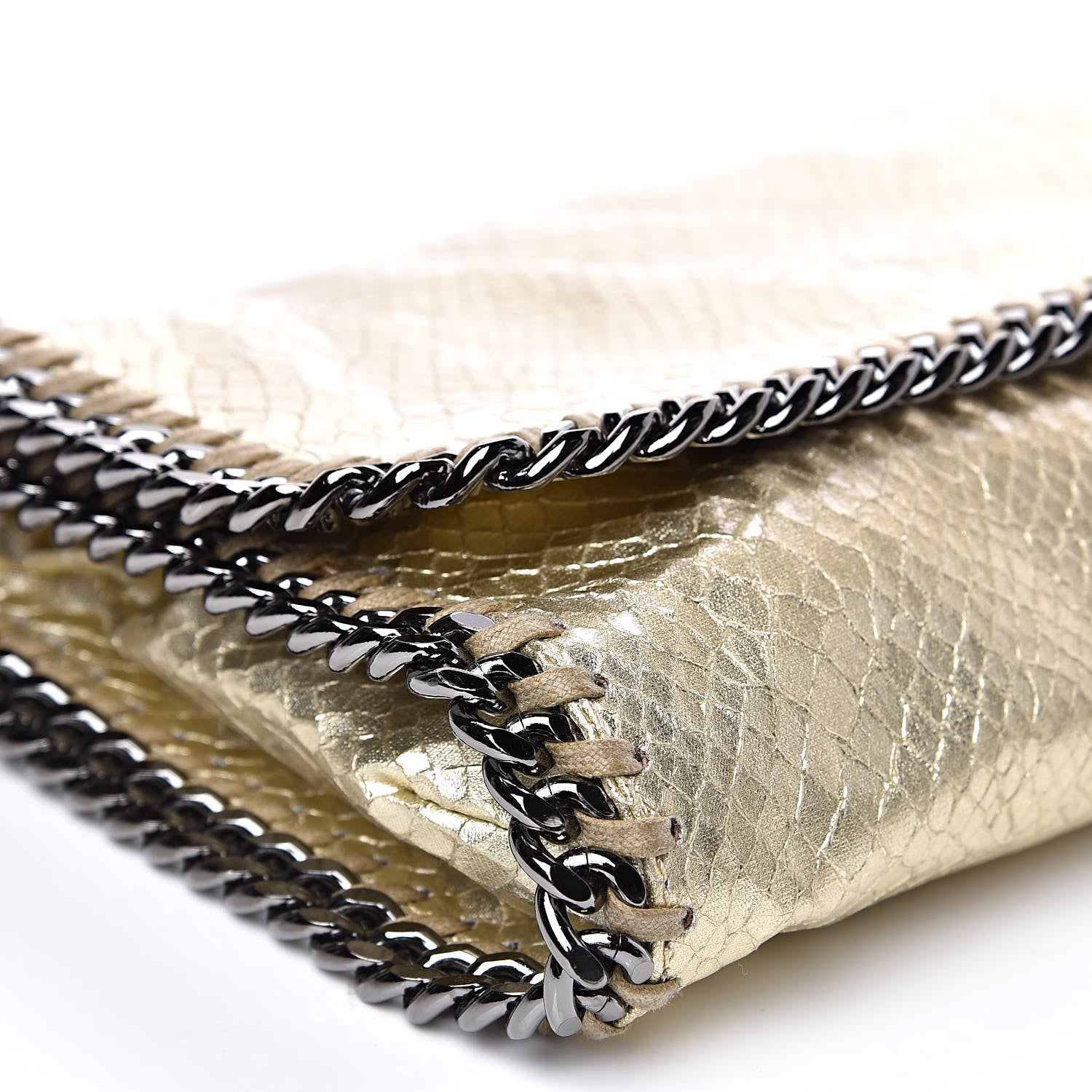 Stella McCartney Metallic Alter Snakeskin Falabella Clutch Gold 8 of 10