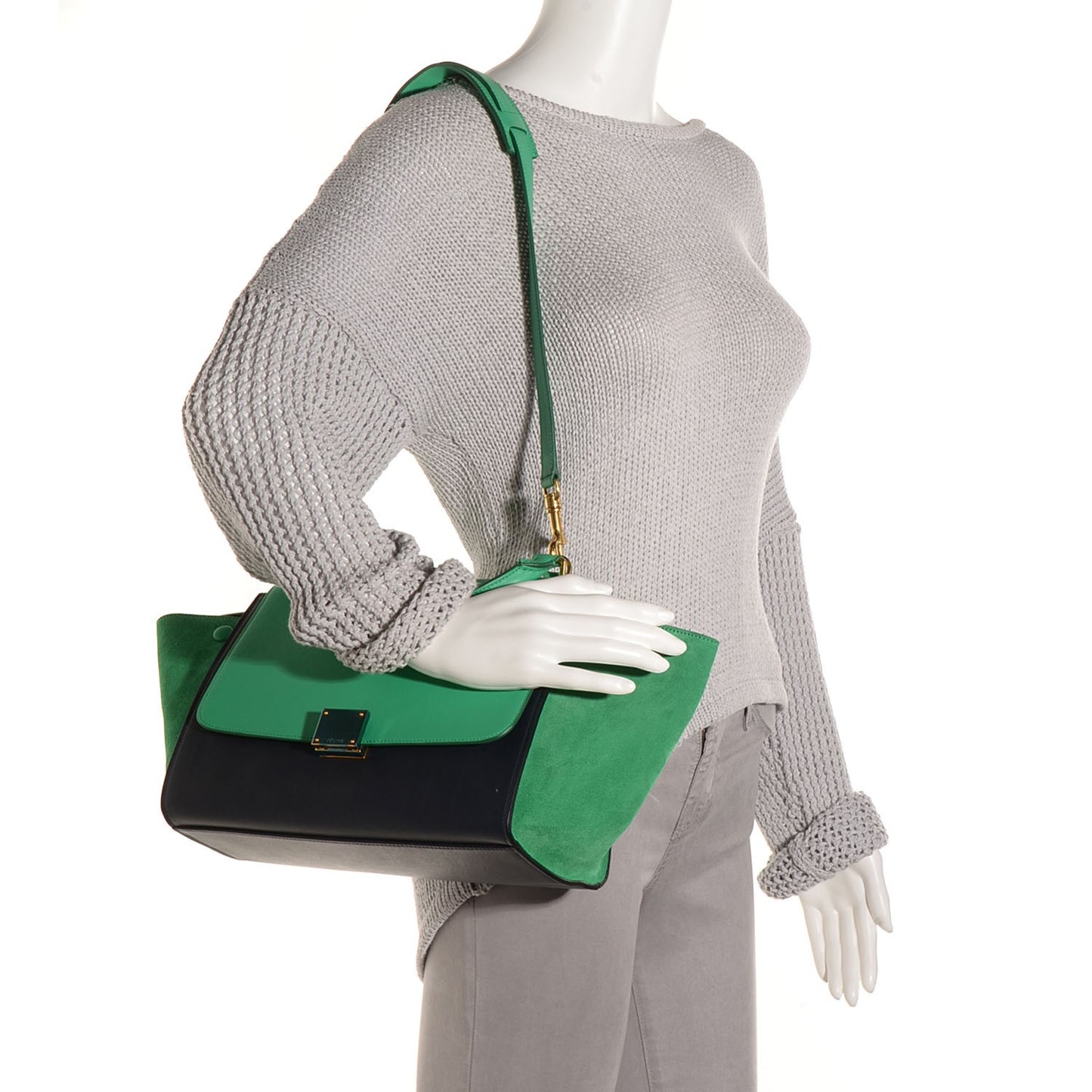 Smooth Calfskin Suede Small Bi-Color Trapeze Palm