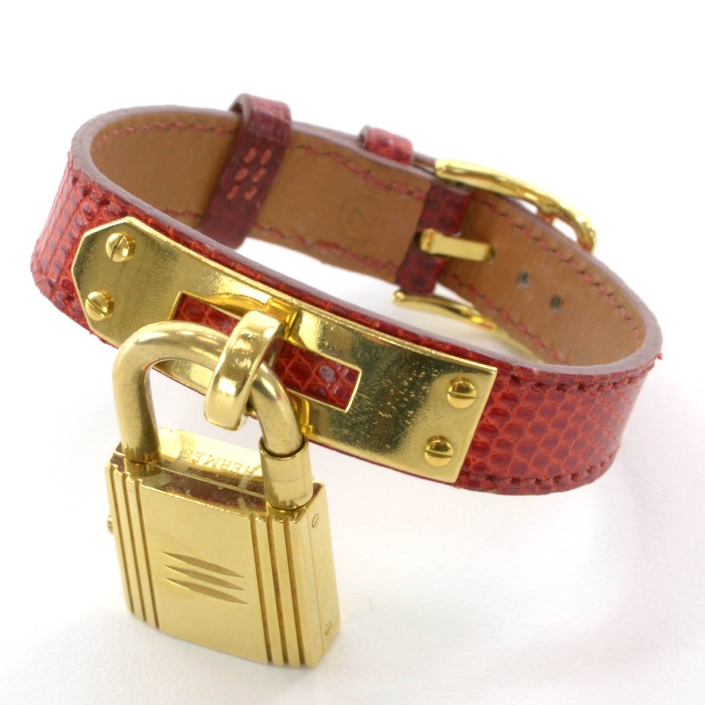 Stainless Steel Lizard 20mm Kelly Cadena Quartz Watch Rouge Moyen