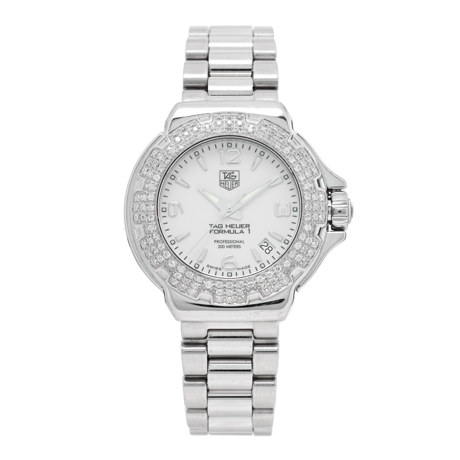 Tag Heuer Stainless Steel Diamond Bezel 35mm Formula 1 Lady Quartz Watch White WAC1215-0 1 of 5
