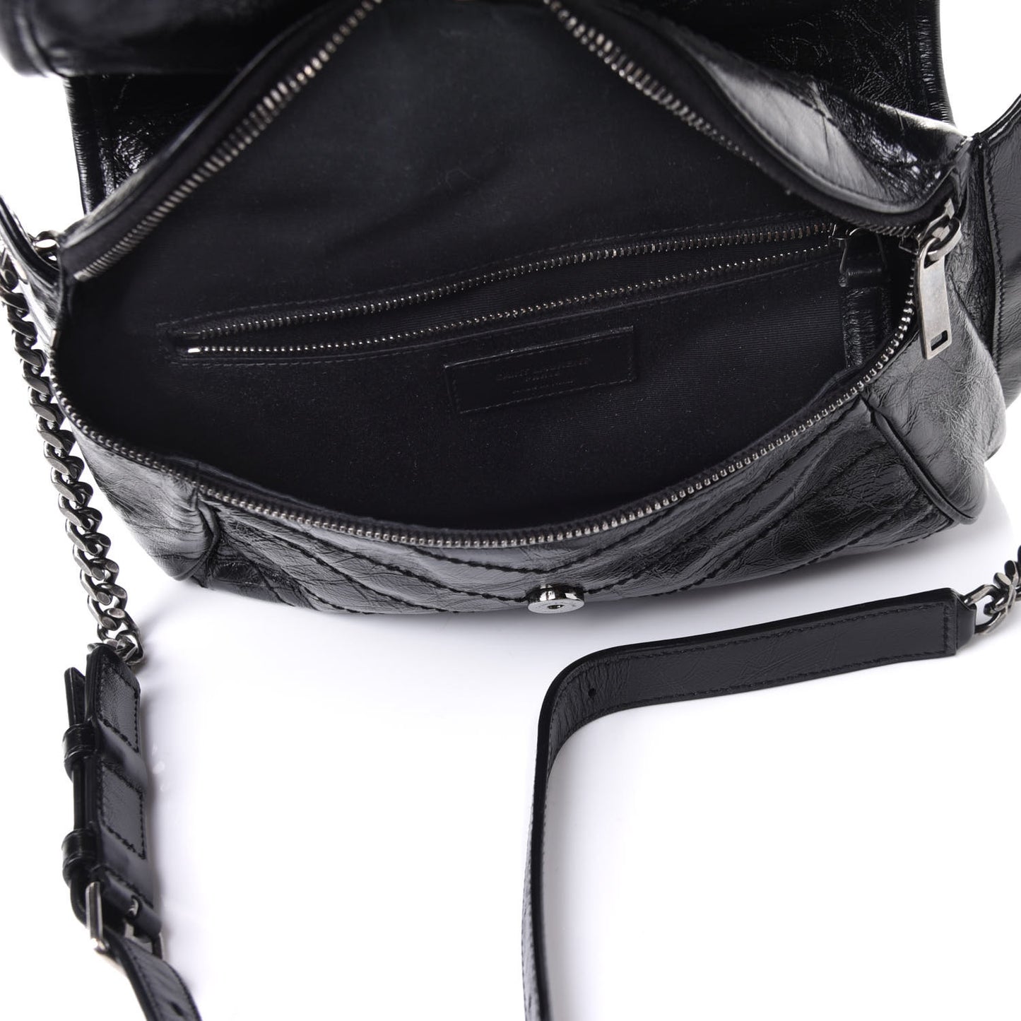 Crinkled Calfskin Matelasse Monogram Niki Body Bag Black