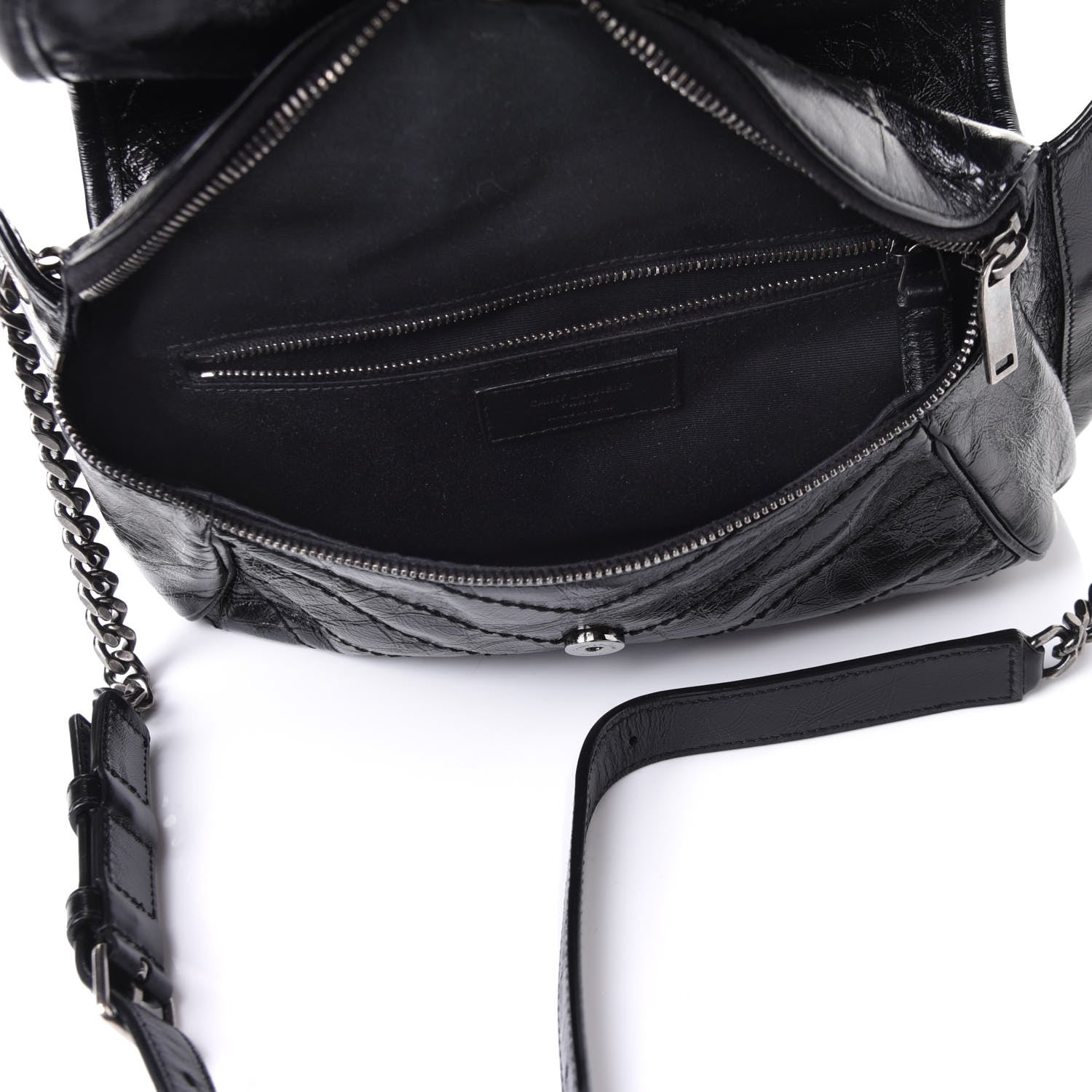 Saint Laurent Crinkled Calfskin Matelasse Monogram Niki Body Bag Black 4 of 4