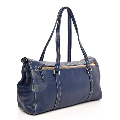 Prada Vitello Caribu Easy A Foldover Pushlock Satchel Bluette 3 of 8