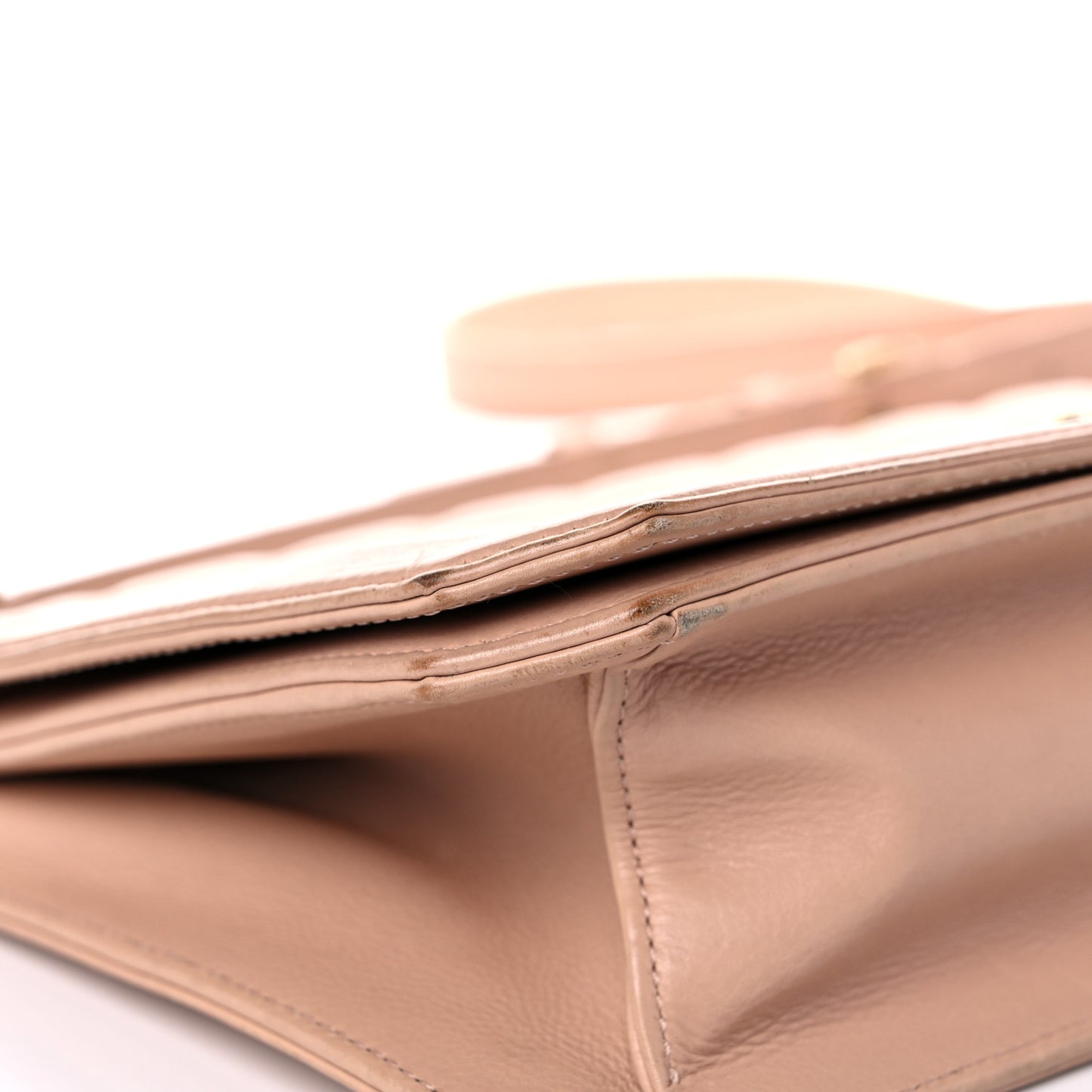 Calfskin Quilted Flap Beige